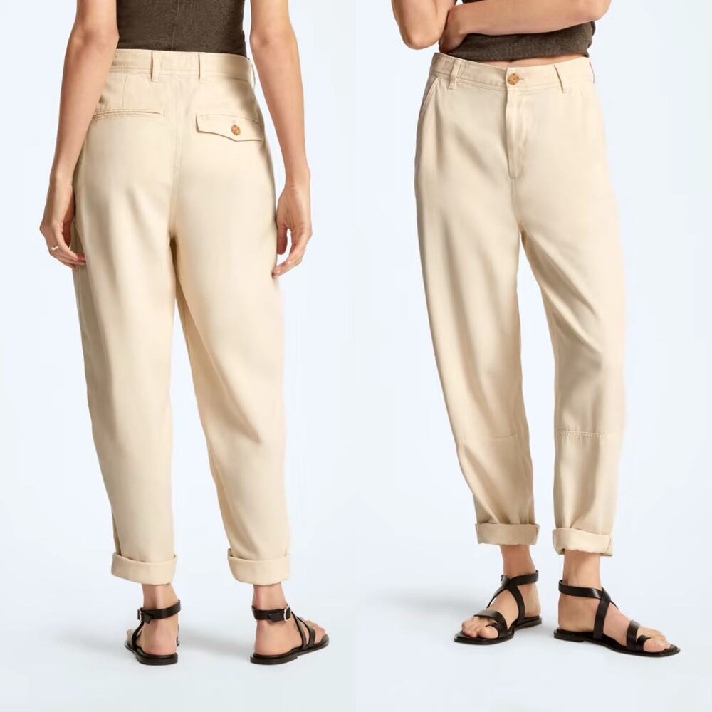 Everlane The Tencel Relaxed Chino Pants Parchment High Rise Women 0 NWT